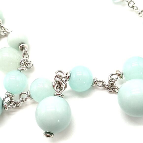 Banana Republic Necklace Silver Tone w/ Pastel Blue Green Hard Plastic Beads - Picture 8 of 9